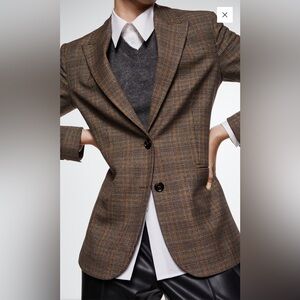 MANGO Check Suit Blazer